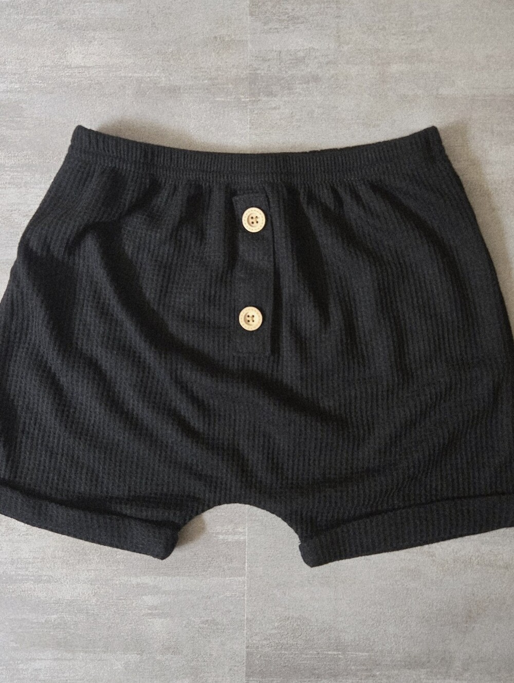 Toddler Boy Girl Boho Waffle Knit Bummies Black Harem Drop Summer Shorts 6-9M